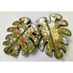 Clay Statement Earrings "Palm‎ Leaf" Theme Lightweight Post